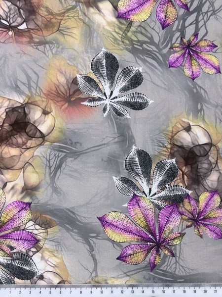 Smokey Forest Floral - Purple & Monochrome Rayon