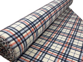 Blues, Orange & Cream Tartan Check Brushed Wool