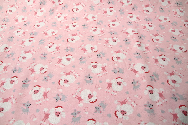 * REMNANT - Pretty Poodles on Pink Printed Wincyette