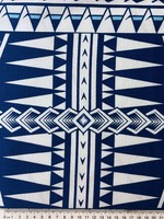 Mid-Airforce Blue & Aqua on White Pacific Island Cotton Dobby