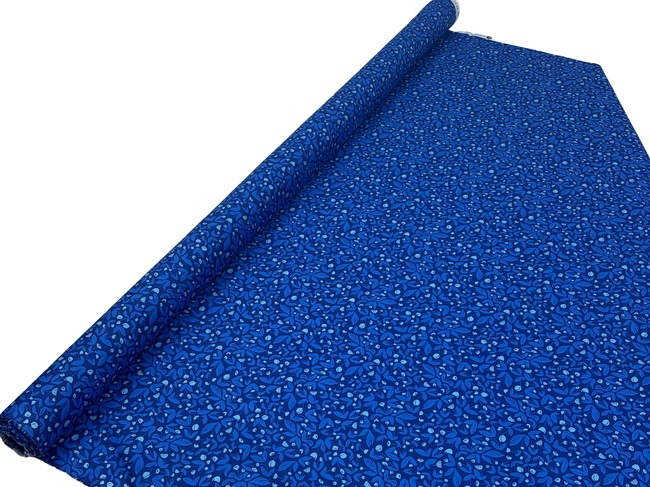 Garden Bed Flowers on Blue Printed Cotton