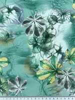 Smokey Forest Floral - Teal & Green Rayon