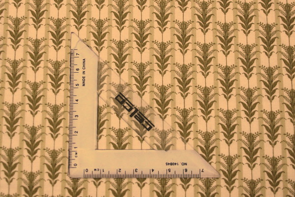 Olive Sprigs on Striped Printed Cotton