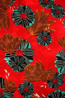 Autumn Toned Floral on Red Printed Rayon