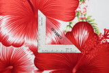 Red & Watermelon Hisbiscus on White Hawaiian Printed Rayon