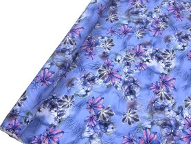 * SPECIAL * Smokey Forest Floral - Lavender Blue & Pink Rayon