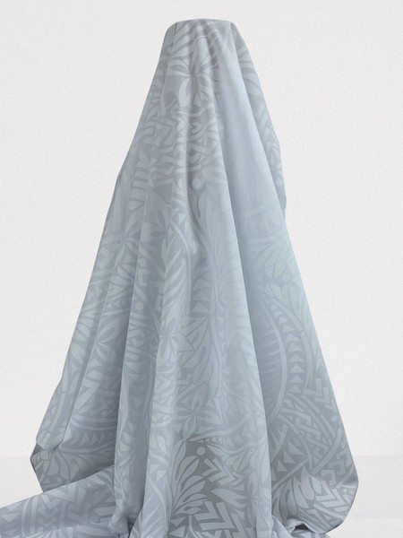 Frangipani - White on White Pasifika Polycotton