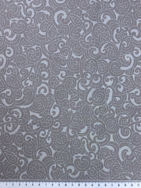 Silver/Grey Moko Design Kiwiana Cotton