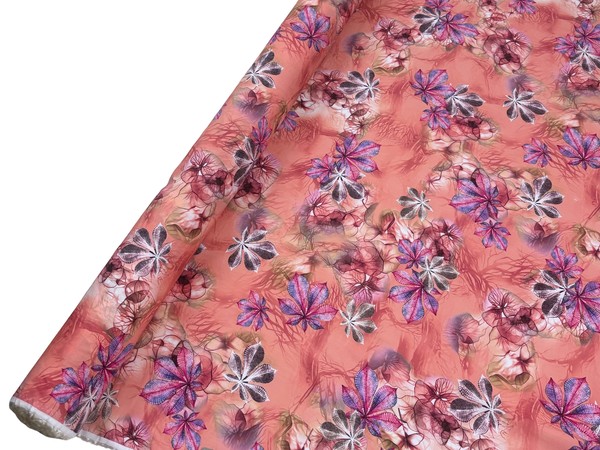 Smokey Forest Floral - Peach & Pink Rayon