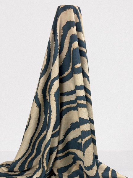 Mottled Blue Zebra Printed Bamboo Cotton Blend