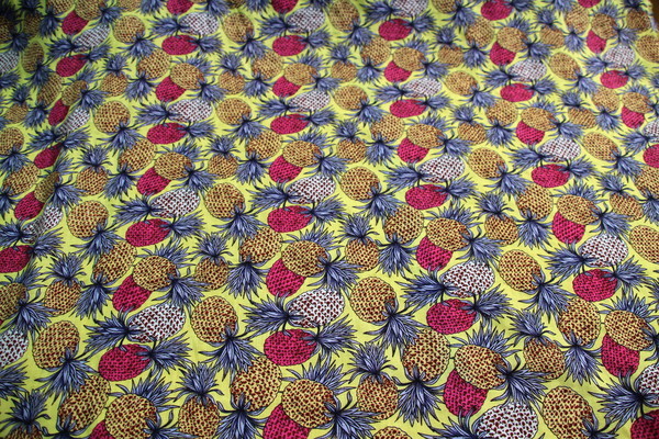 Pineapple Party on Yellow Rayon