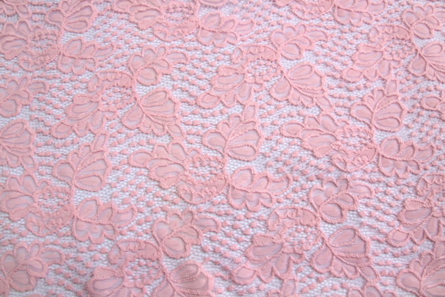 * REMNANT - Baby Pink Fronds Stretch Lace