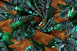 Autumn Toned Floral on Green Printed Rayon