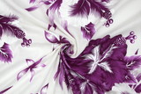 Large Magenta Hibiscus on White Hawaiian Printed Rayon