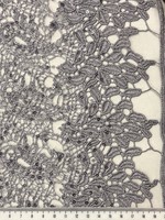Grey Sequinned Paisley Cobweb Guipure Lace