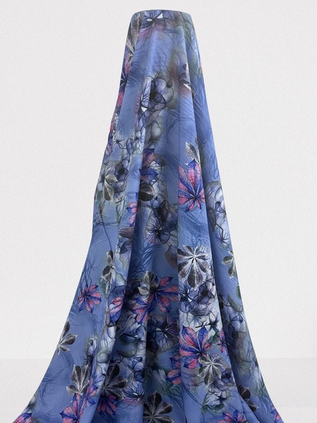  Smokey Forest Floral - Lavender Blue & Pink Rayon