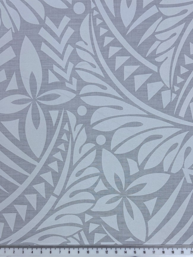 Frangipani - White on White Pasifika Polycotton