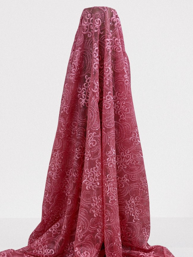 Guava Swirls Corded Lace