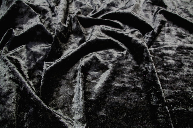 Jet Black Crushed Stretch Velvet