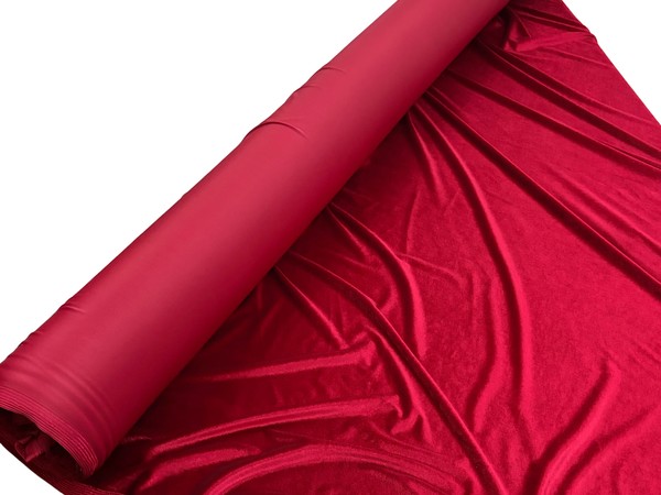 Deep Cherry Red Plush Stretch Velvet