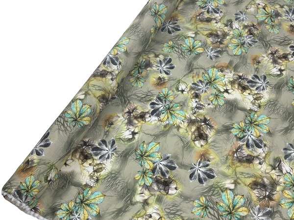 Smokey Forest Floral - Greens & Yellow Rayon