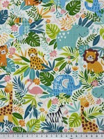Jungle Safari Animals Printed Cotton