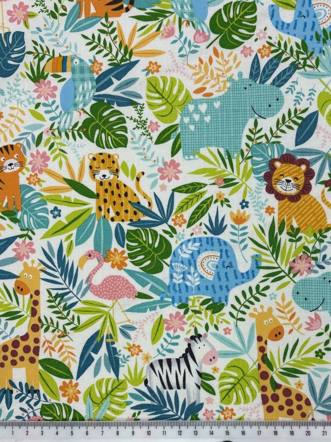 Jungle Safari Animals Printed Cotton