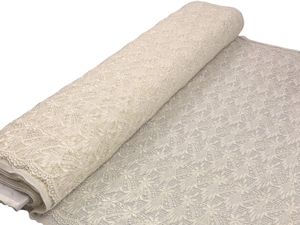 Ivory Floral Teardrop Festoon Guipure Lace