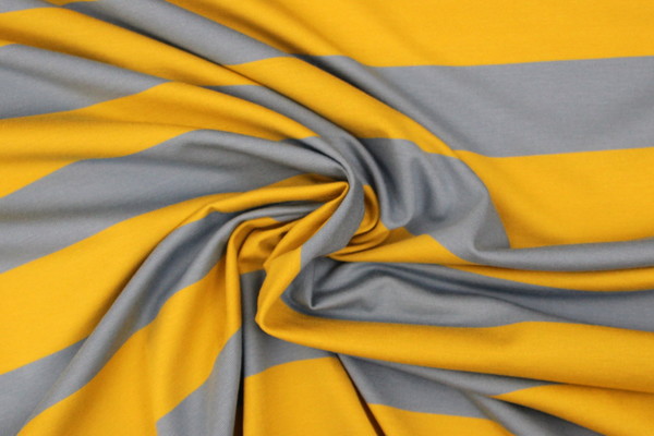 Baby Blue & Light Mustard Striped Cotton Lycra