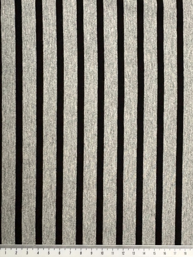 Black & Grey Marle Stripes Cotton Lycra