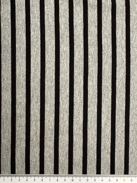 Black & Grey Marle Stripes Cotton Lycra