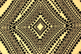 Samoan Tribal Inspired Digital Printed Buttermilk Yellow & Olive Pasifika Mini Matt