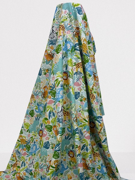 Jungle Safari Animals Printed Cotton