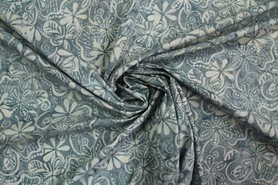 * REMNANT - Ice Batik Floral on Blue/Grey Toned Cotton