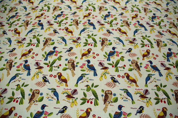 Native Bloom & Birds Kiwiana Printed Cotton New Image