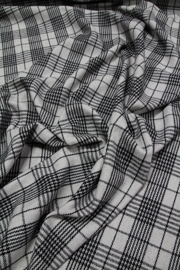 Pale Pumice & Black Tartan Wool Blend