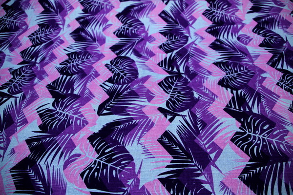 Island Style Printed Dobby Cotton - Lilac & Purples Palms