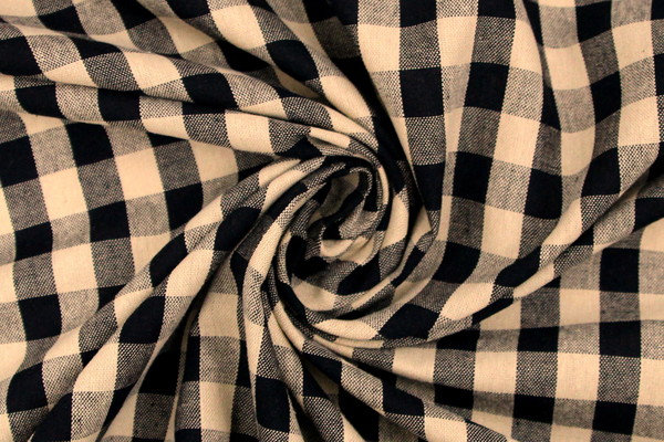 Black & Biscuit Gingham Cotton/Linen Blend