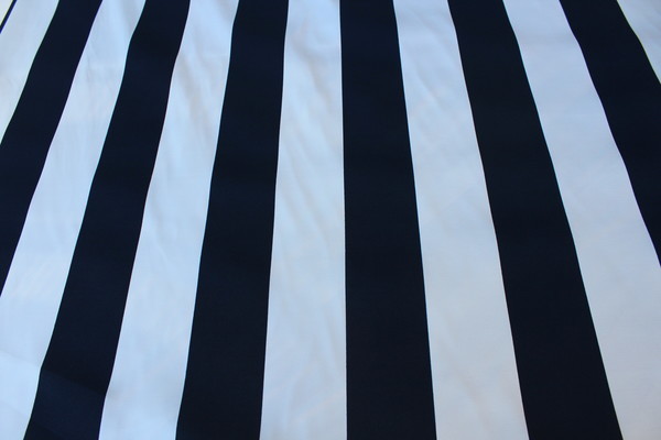 Super Special! Waterproofed & UV Coated Canvas - Navy & White Wide Stripe
