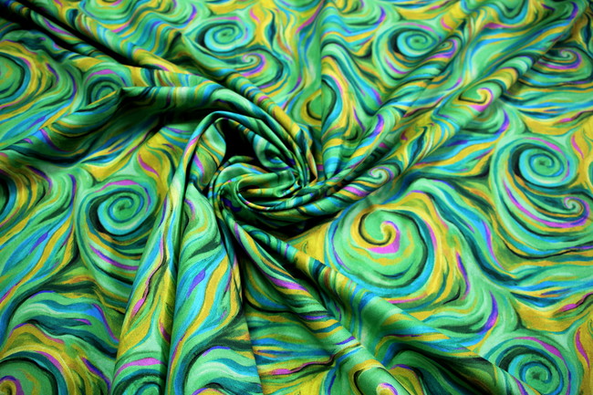 Green Swirl Sensations (Impressions Collection) Premium Printed Cotton