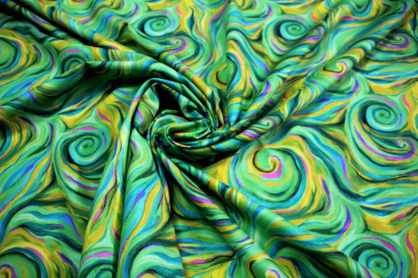 Green Swirl Sensations (Impressions Collection) Premium Printed Cotton