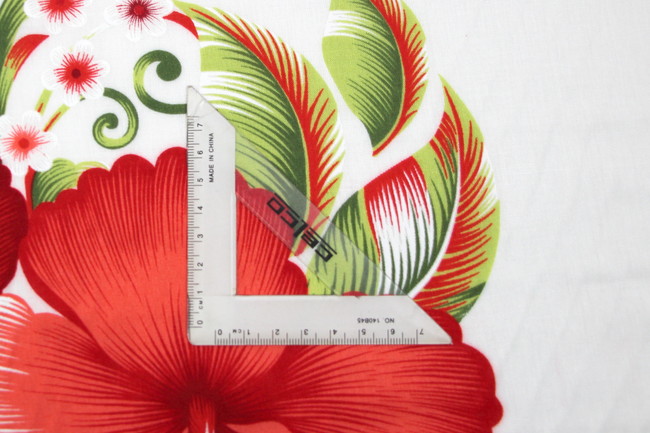 Watermelon Red Hisbiscus & Frangapani on White Hawaiian Printed Rayon