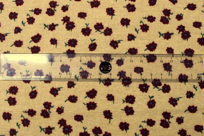 * REMNANT - Tiny Flower Print on Soft Lemon Linen Blend