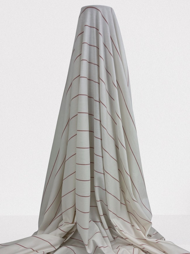 Dusky Pink Stripe on Ivory Cotton Lycra
