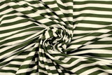 Olive & White Striped Cotton Lycra