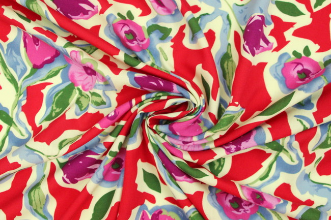 Soft Summer Floral on Lemon Green Printed Rayon