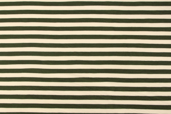Olive & White Striped Cotton Lycra