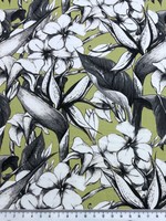 Frangipani on Soft Lichen Green Rayon