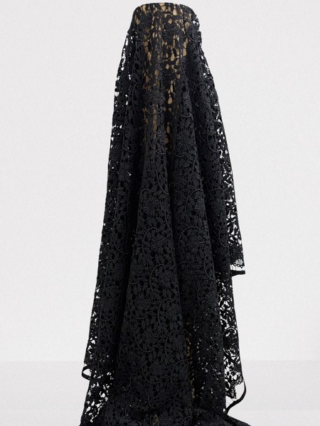 Black Rambling Roses Guipure Lace