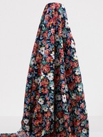 Floral on Navy Linen